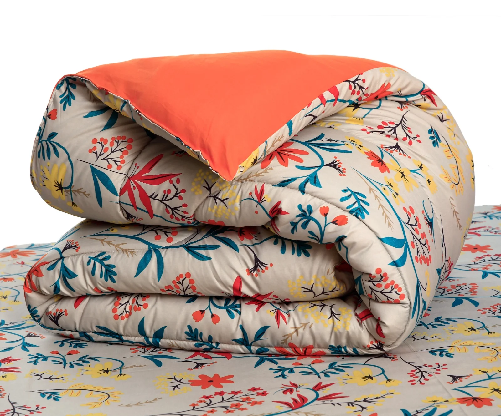 1 PC Double Winter Razai-Orange Lilly - Image 2