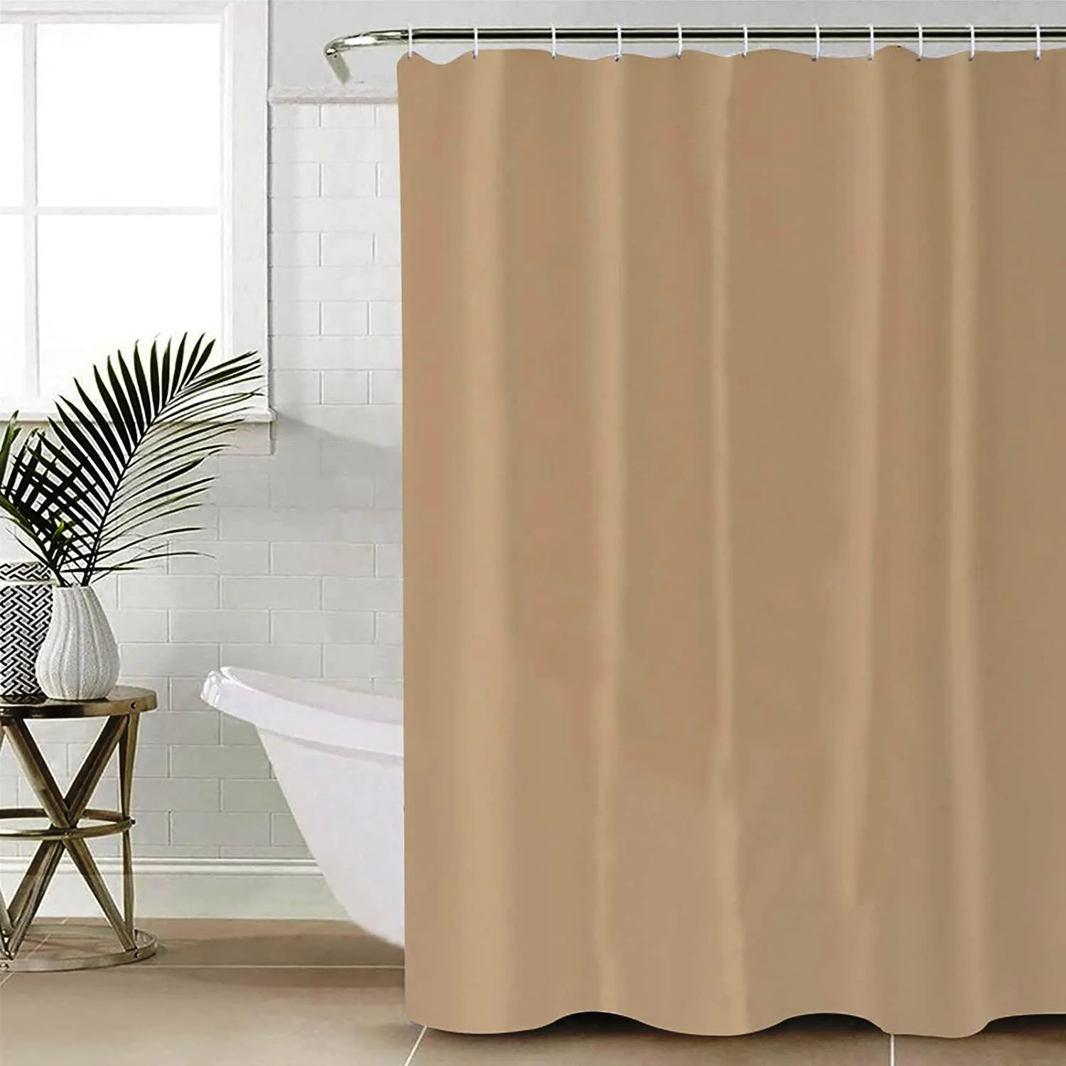 1 PC Waterproof Shower Curtain-Light Brown - Image 5