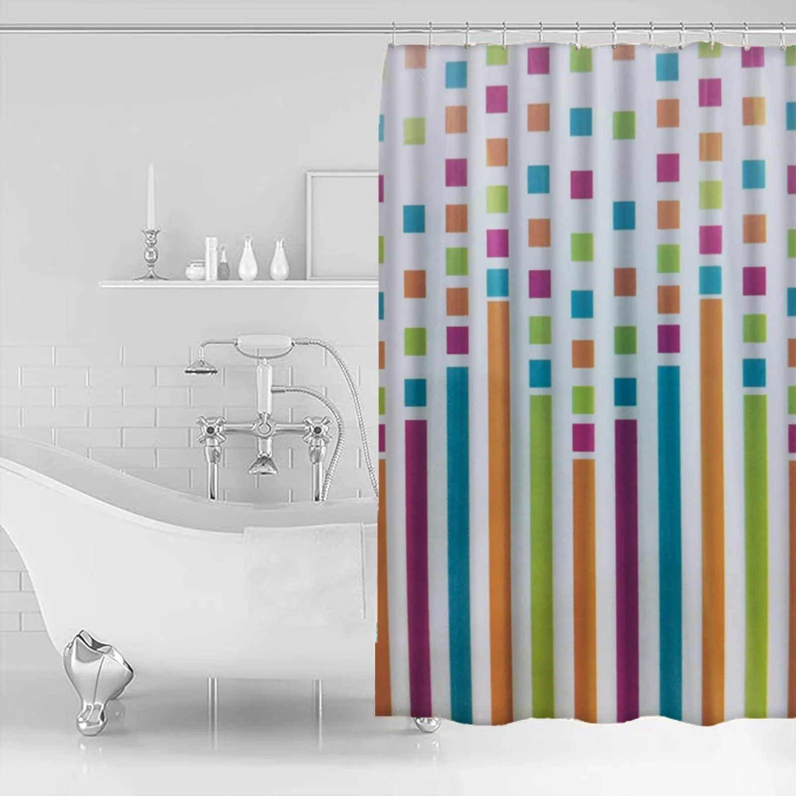 1 PC Waterproof Shower Curtain-Multi Colors