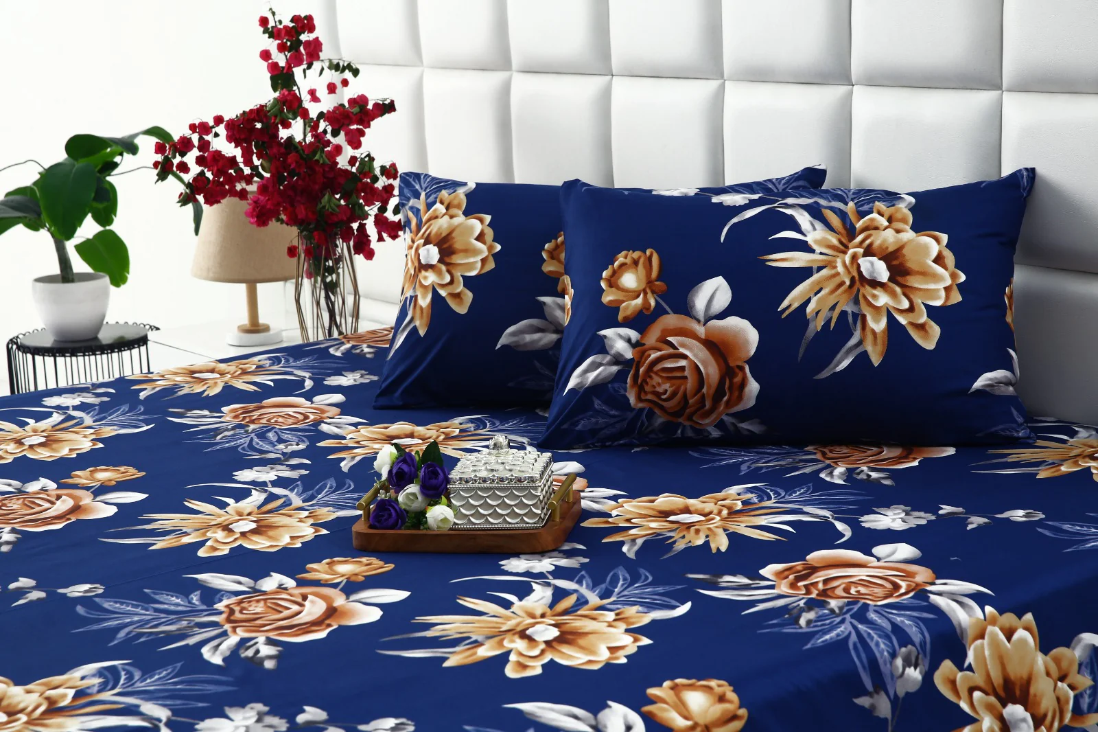 2Pcs  Single Bed Sheet-Ethnic Flowers - Image 4