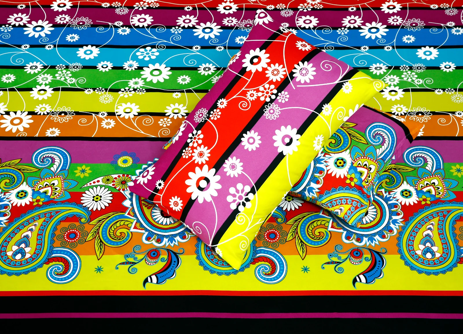 2Pcs Single Bed Sheet-Multi Flowers - Image 4