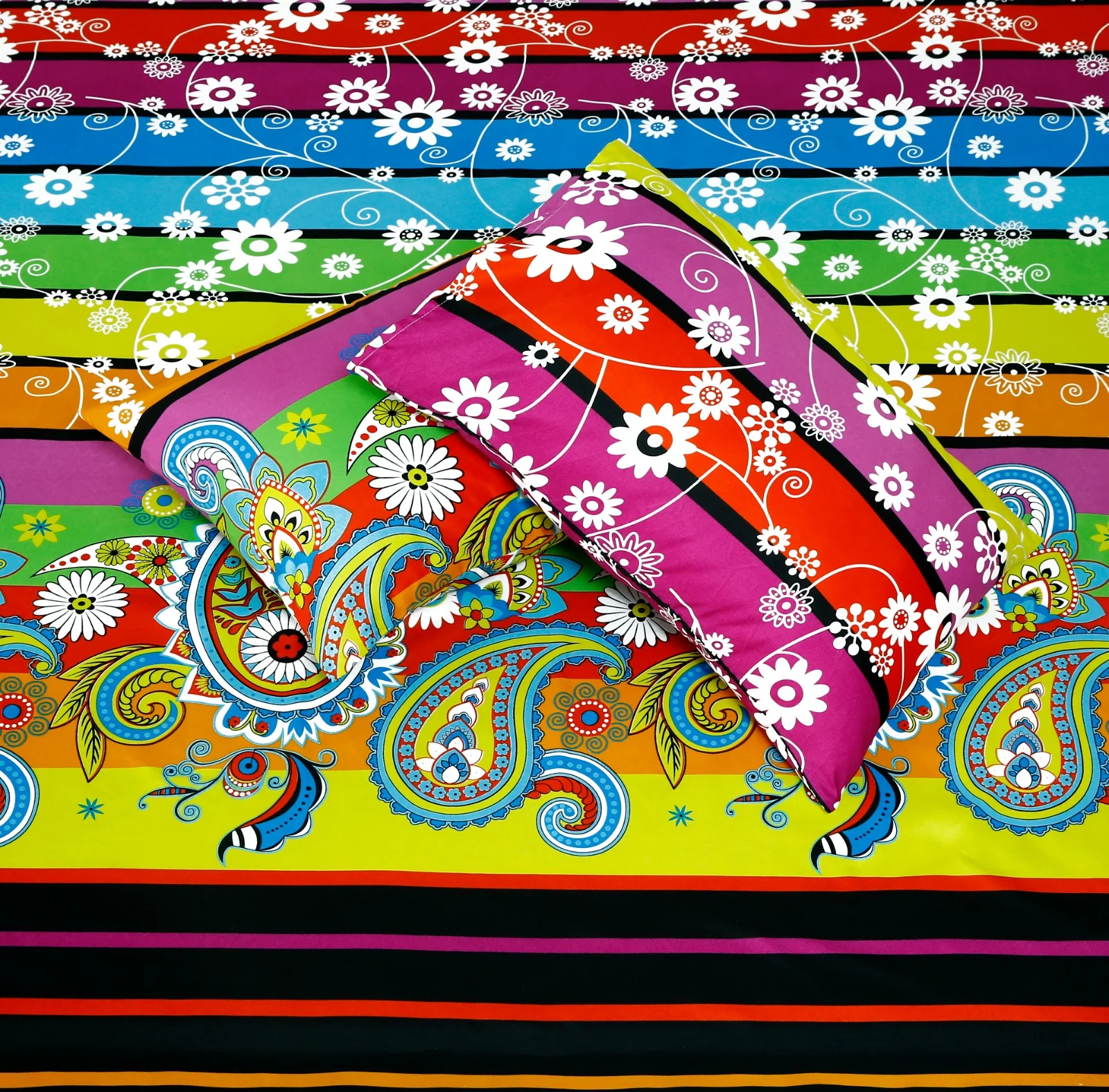 2Pcs Single Bed Sheet-Multi Flowers - Image 5