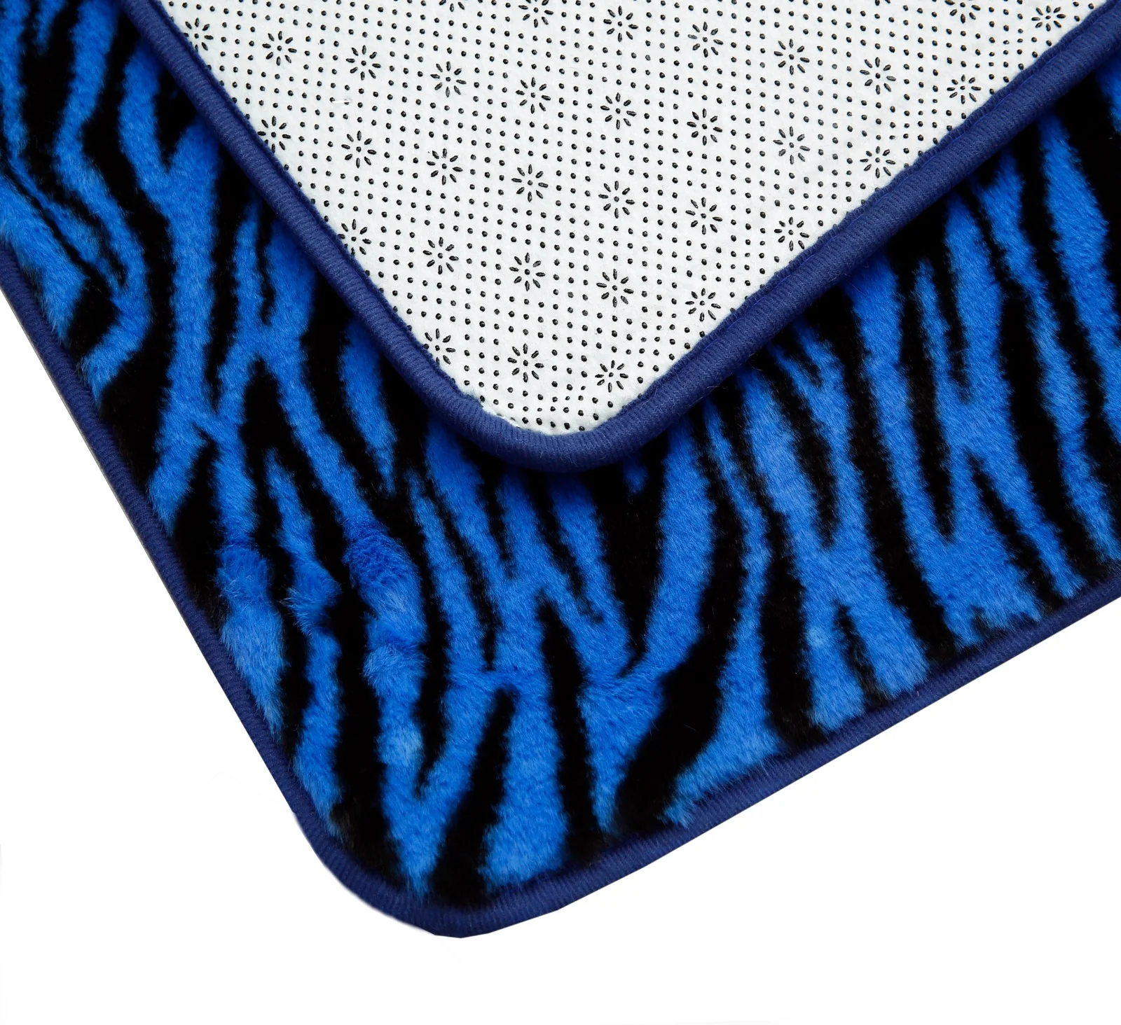 3 PCs Anti Skid Commode Mat Set-Blue Zebra Print - Image 3