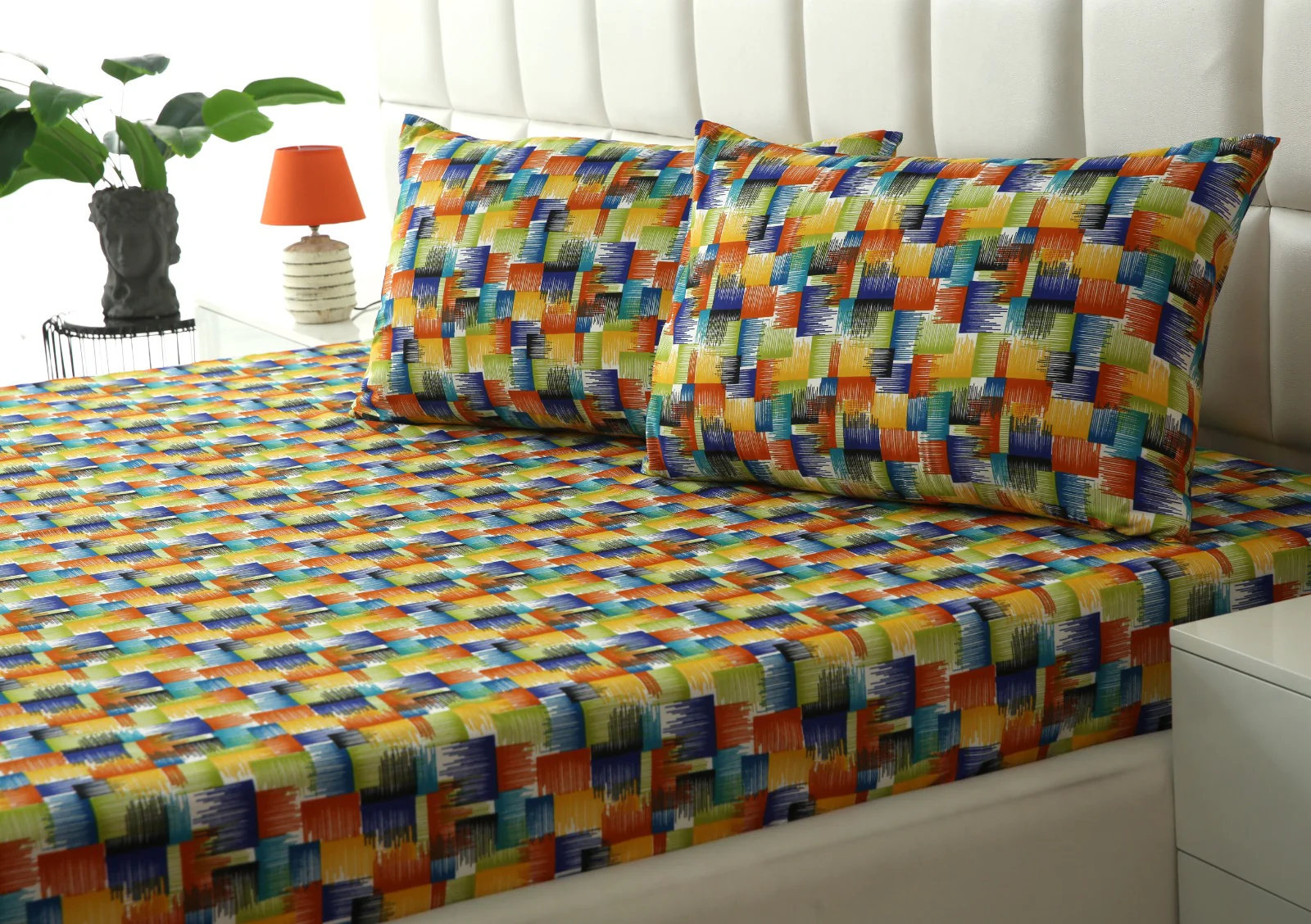 3 PCs Double Bed Sheet-Coral Rush - Image 4