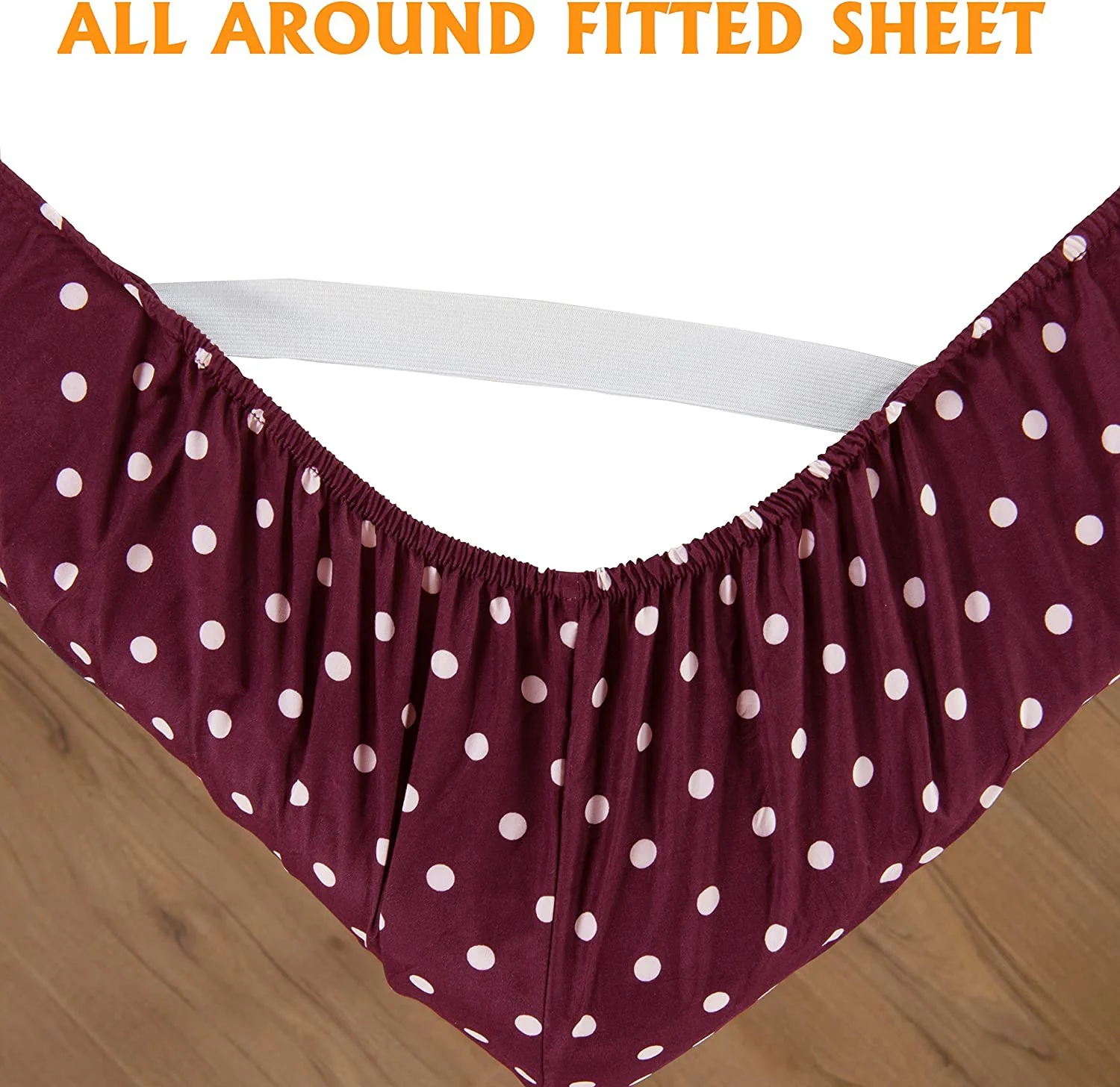 3 PCs Double Bed Sheet-Plum Polka - Image 4