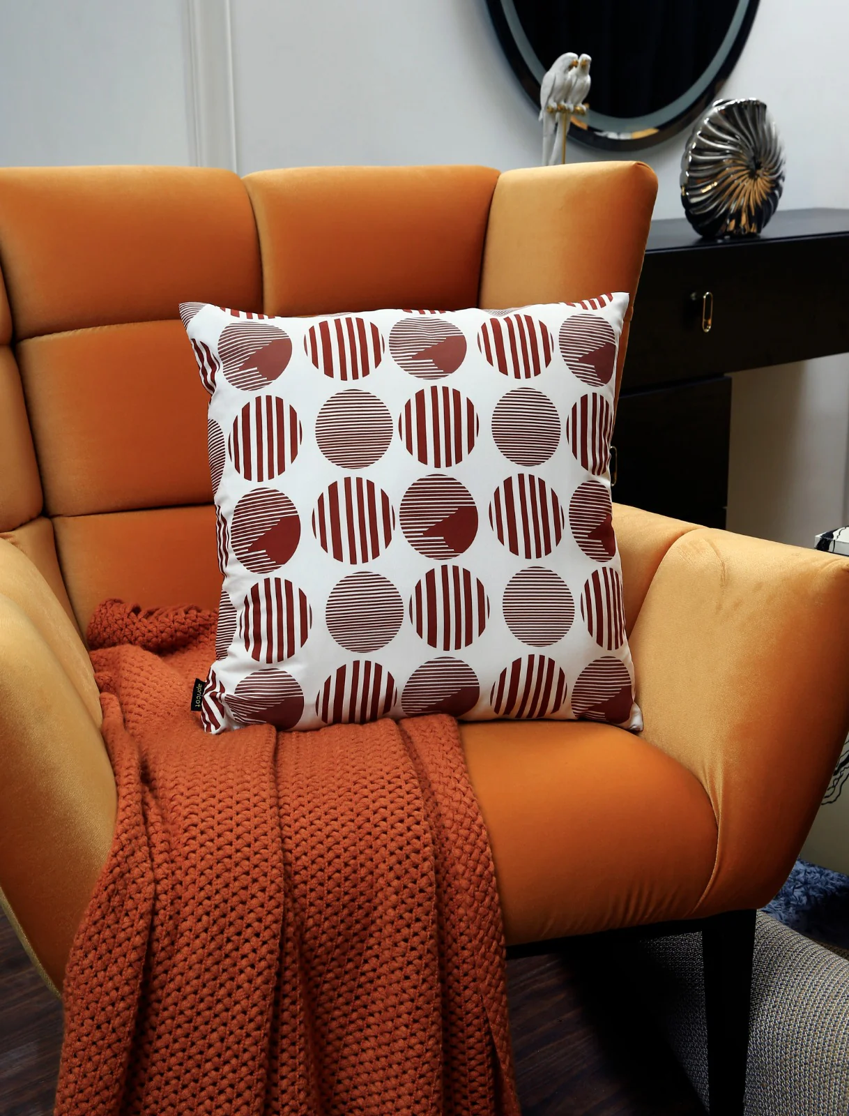 4 PCs Digital Printed Cotton Cushions-Brown Geometric - Image 6