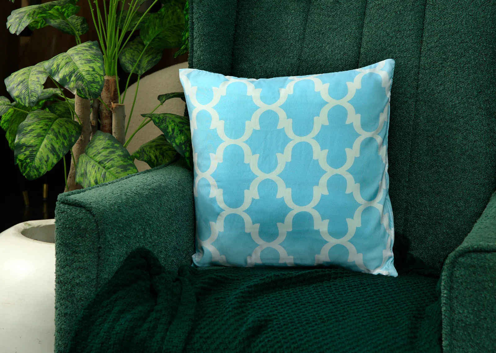 4 PCs Digital Printed Cotton Cushions-Ocean Blue - Image 9