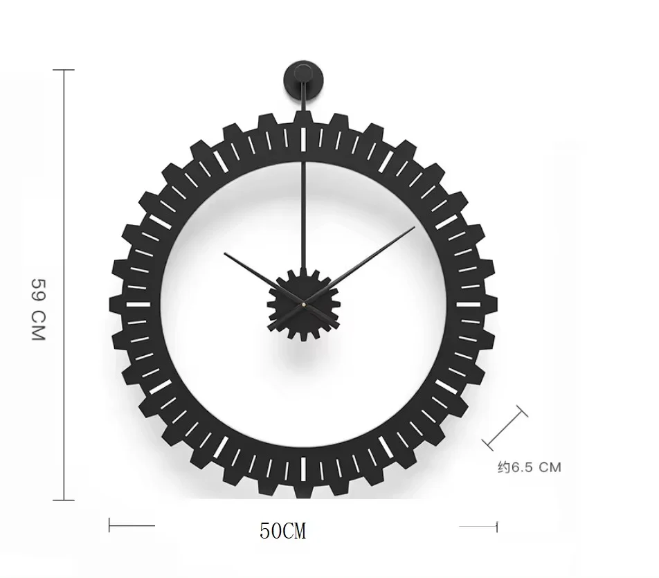 60CM Metal Gear Style Wall Clock-Black(SA2405-215) - Image 5