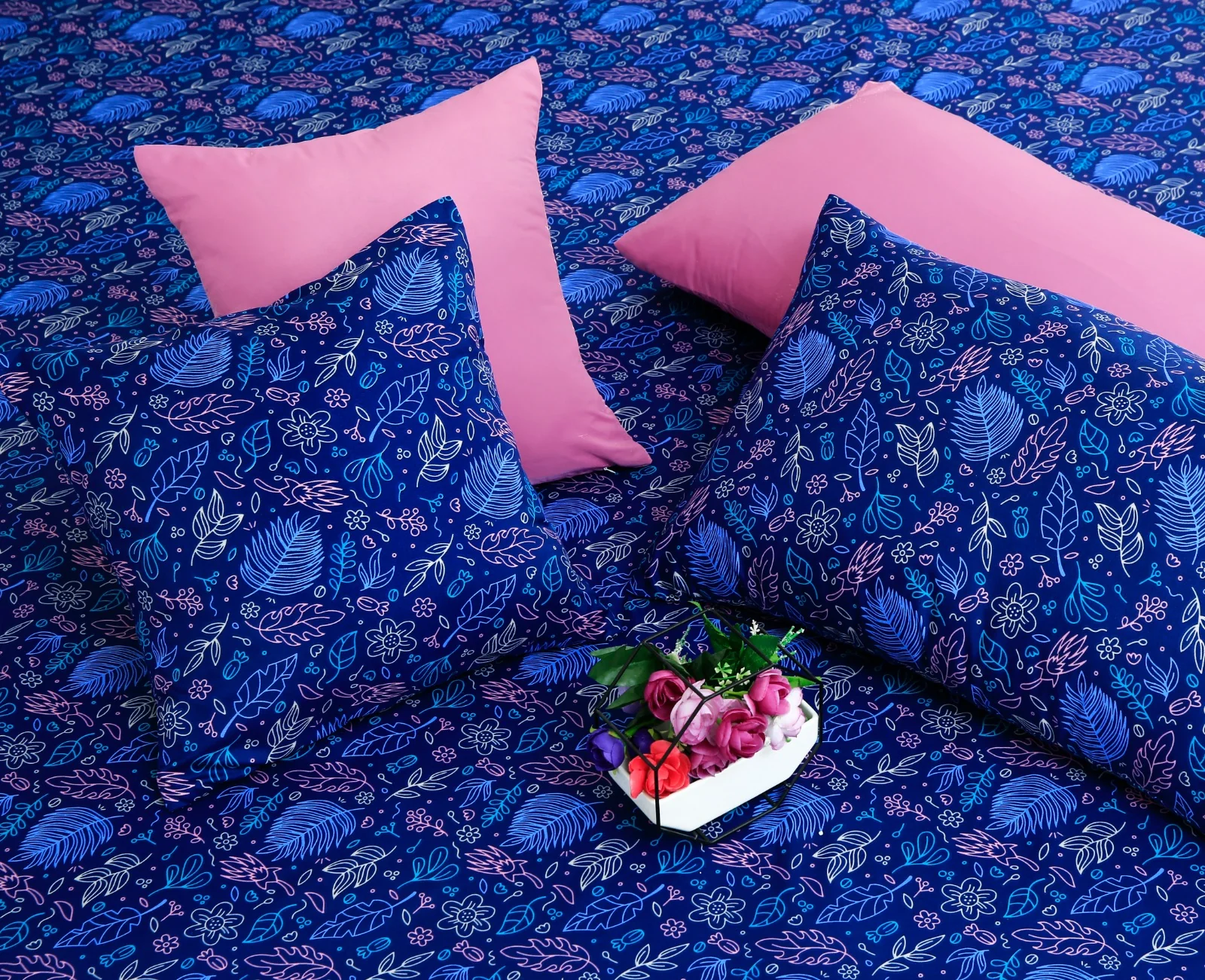5 PCs Single Razai Set-Blue Lilly - Image 7