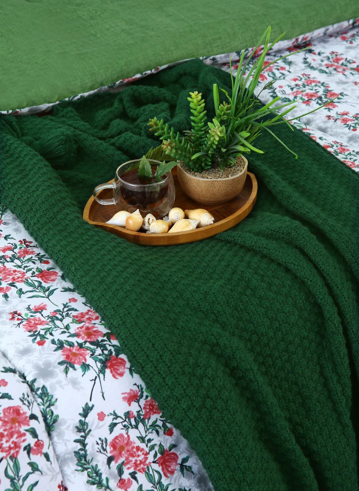 5 PCs Single Razai Set-Emerald Blooms - Image 6