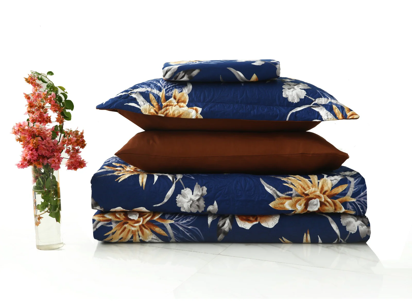 6 PCs Printed Bed Spread Set-Ethnic Flowers - Image 15