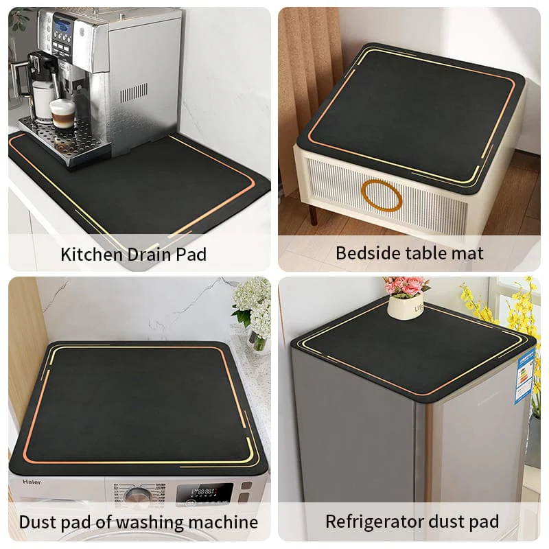 Anti Slip Dish Drying Mat-5758Black with Golden Border - Image 2