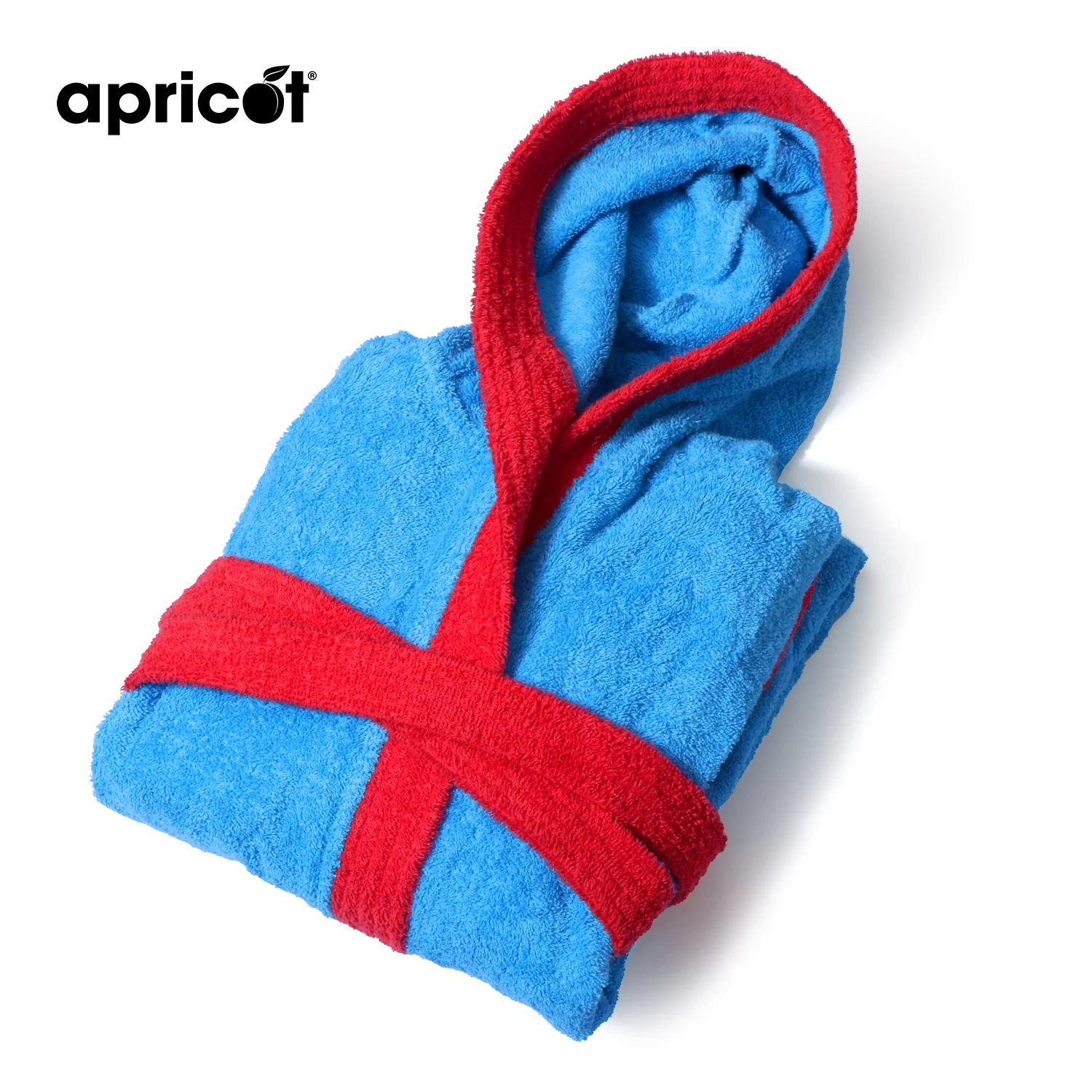 Cotton Kid's Bathrobe-Blue Over Red - Image 3