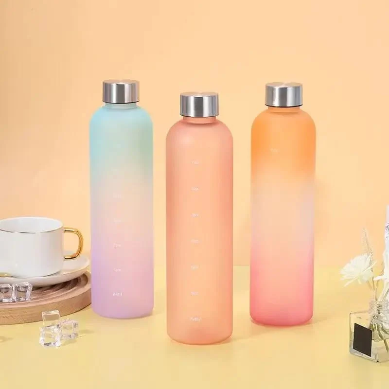 Colorful Gradient Steel Cover with Time Scale Water bottle 5467Orange Over Green - Image 4
