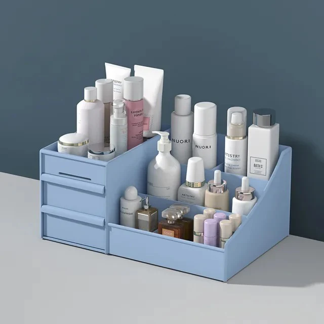 Makeup Organizer with Drawers- Blue - Image 2
