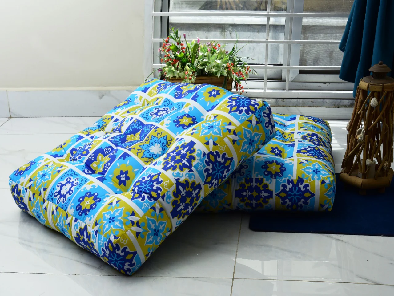 Digital Printed Square Floor Cushions-Patch Art - Image 3