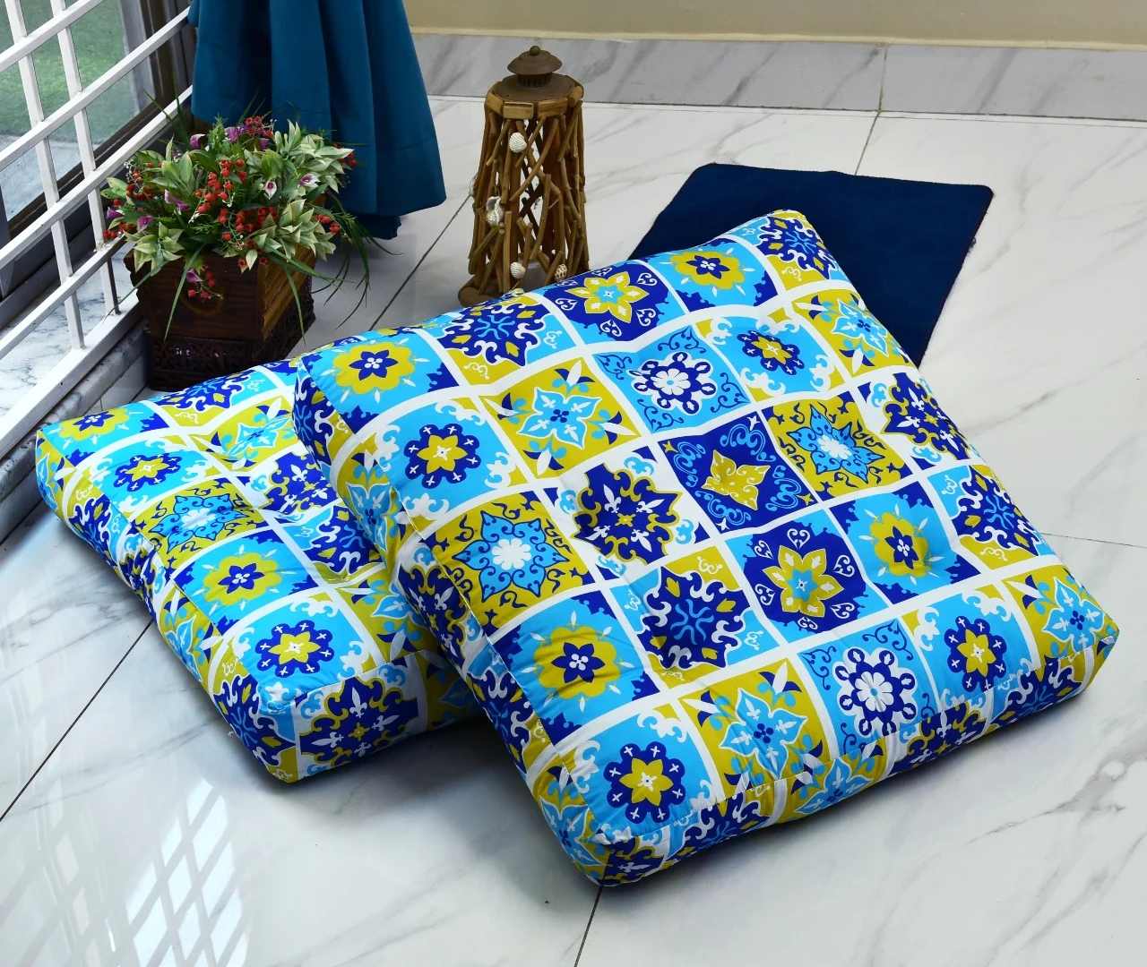 Digital Printed Square Floor Cushions-Patch Art - Image 4