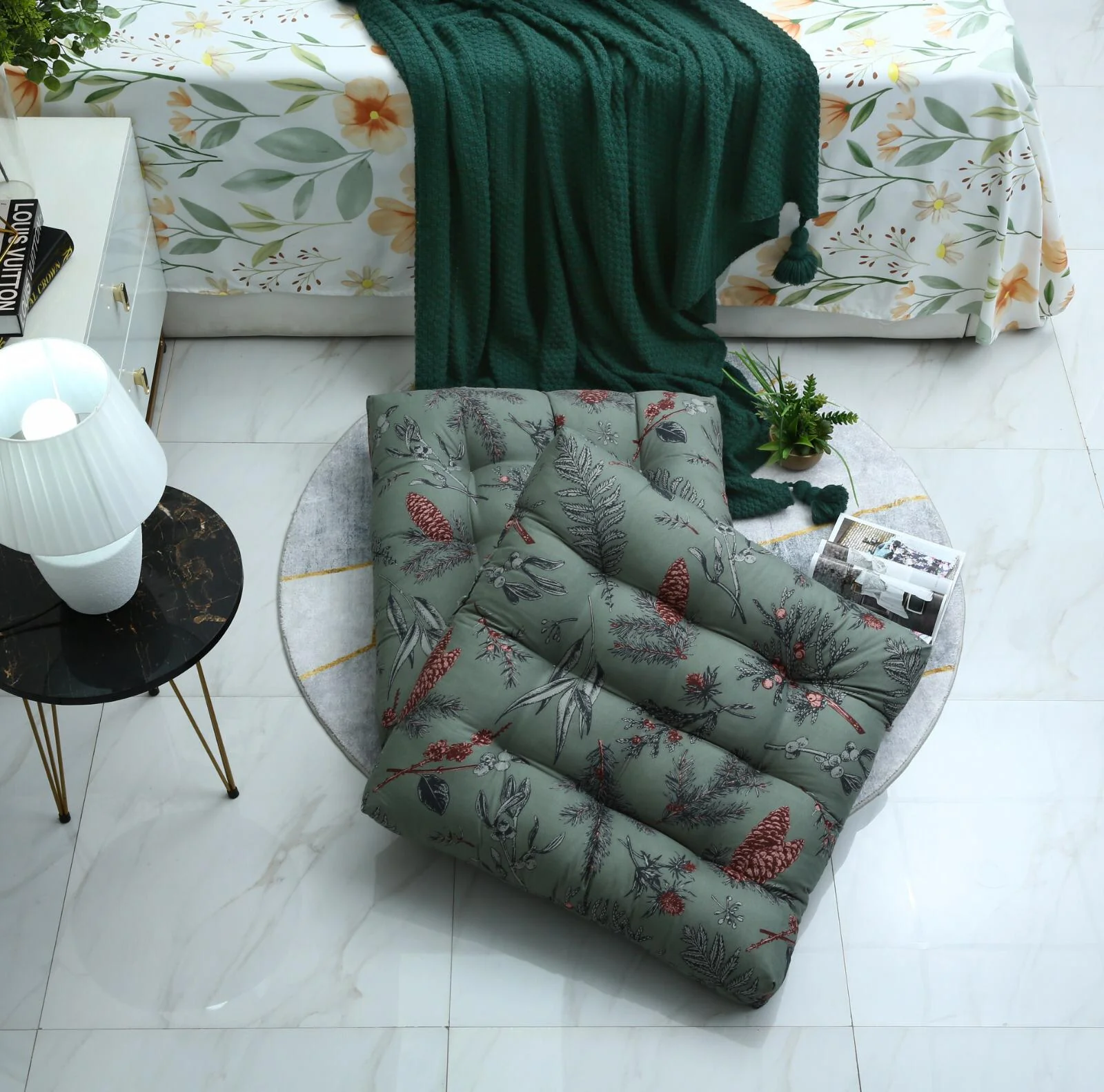Digital Printed Square Floor Cushions-Summer Slumber - Image 10