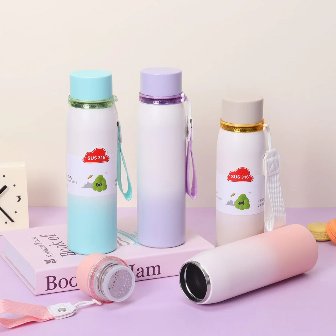 Double-Wall Stainless Steel Insulated Water Bottle(SA2408-219)Beige - Image 6