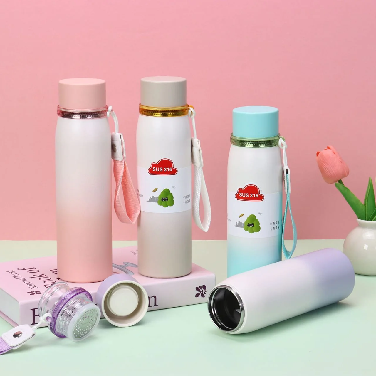 Double-Wall Stainless Steel Insulated Water Bottle(SA2408-219)Beige - Image 8