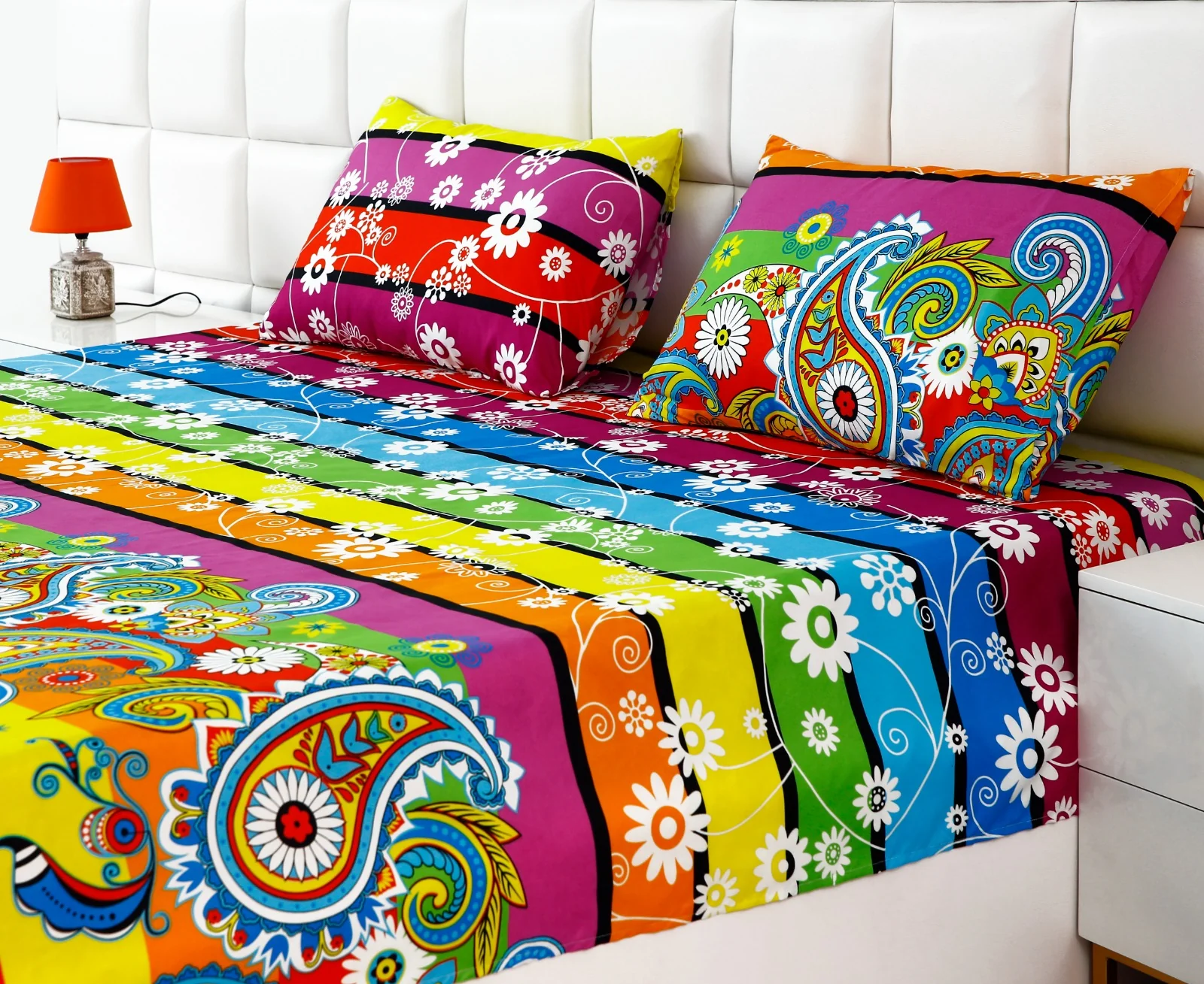 Fitted Bed Sheet-Multi Flowers - Image 12