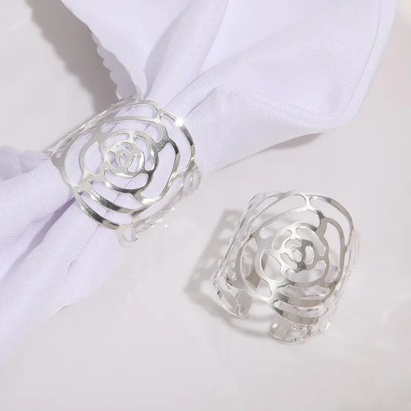 Metal Napkin Holders (5098)-Silver Rose - Image 5
