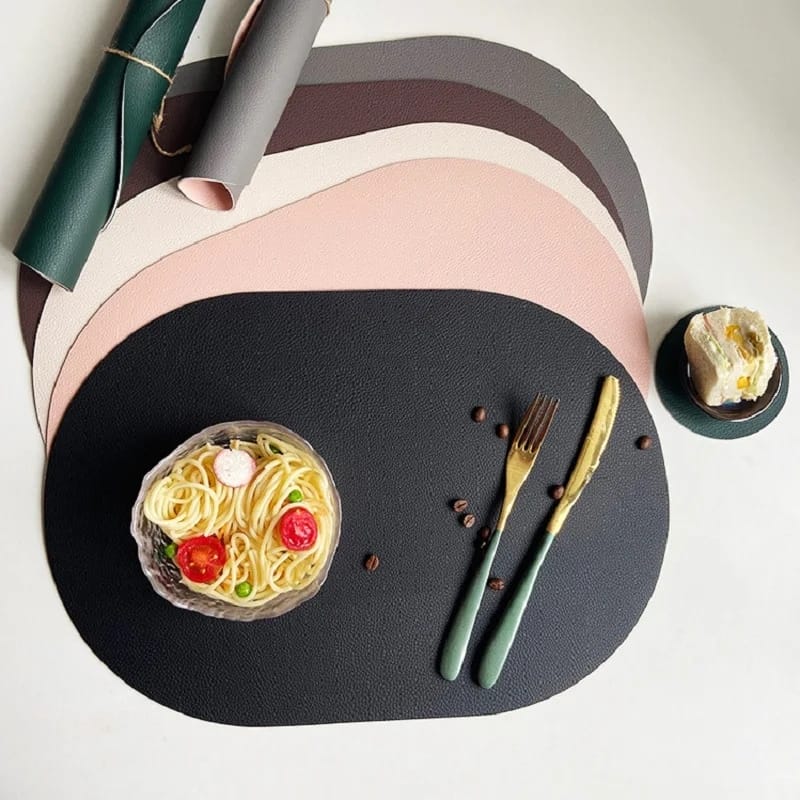 2PCs Oval Shape Leather Placemat - Image 10