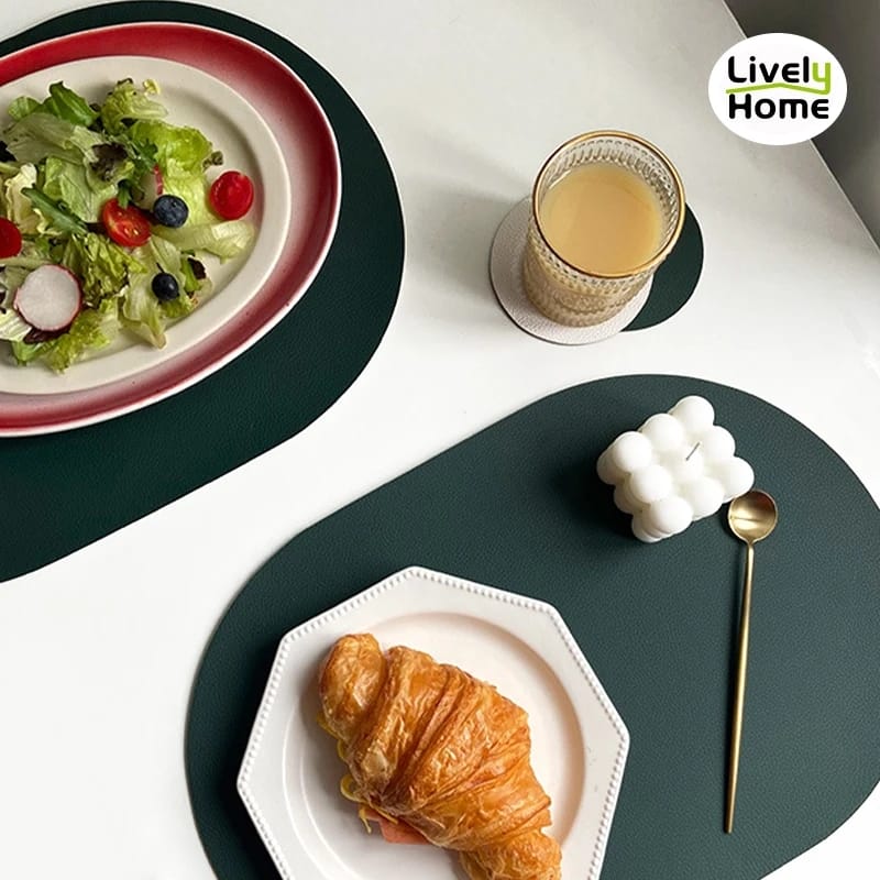 2PCs Oval Shape Leather Placemat - Image 12