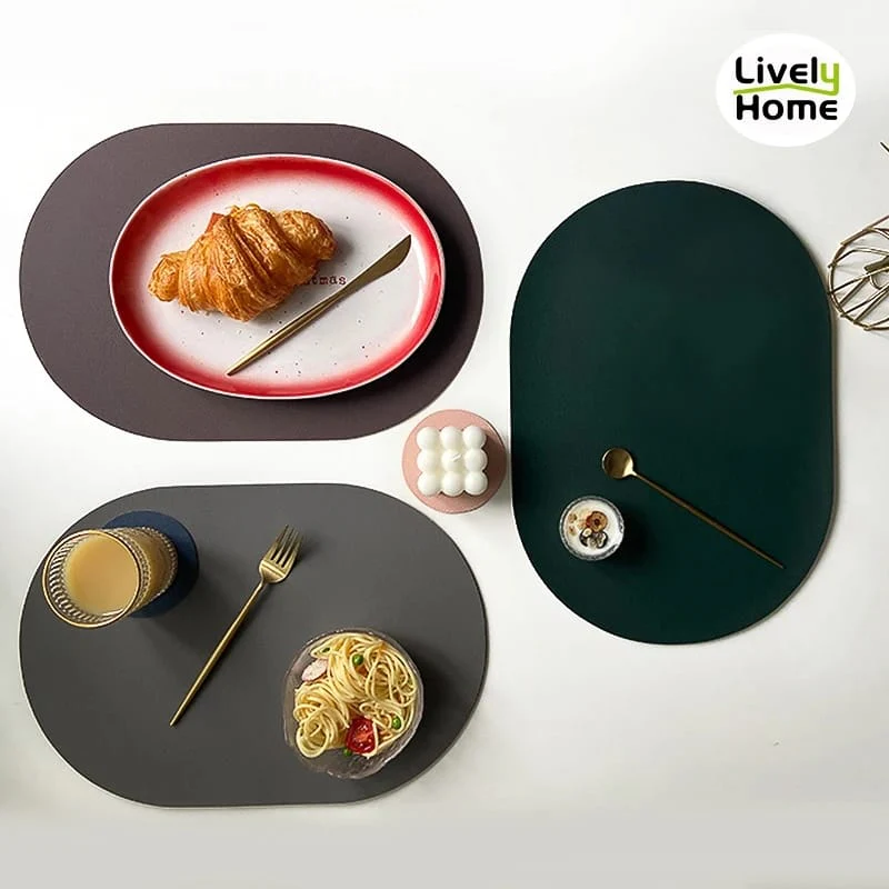 2PCs Oval Shape Leather Placemat - Image 13