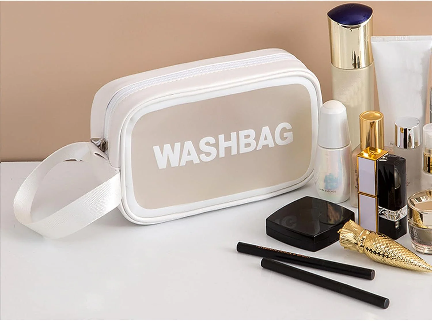 Portable Makeup Organizer Bag WASHBAG-White Large(SA2405-121) - Image 5