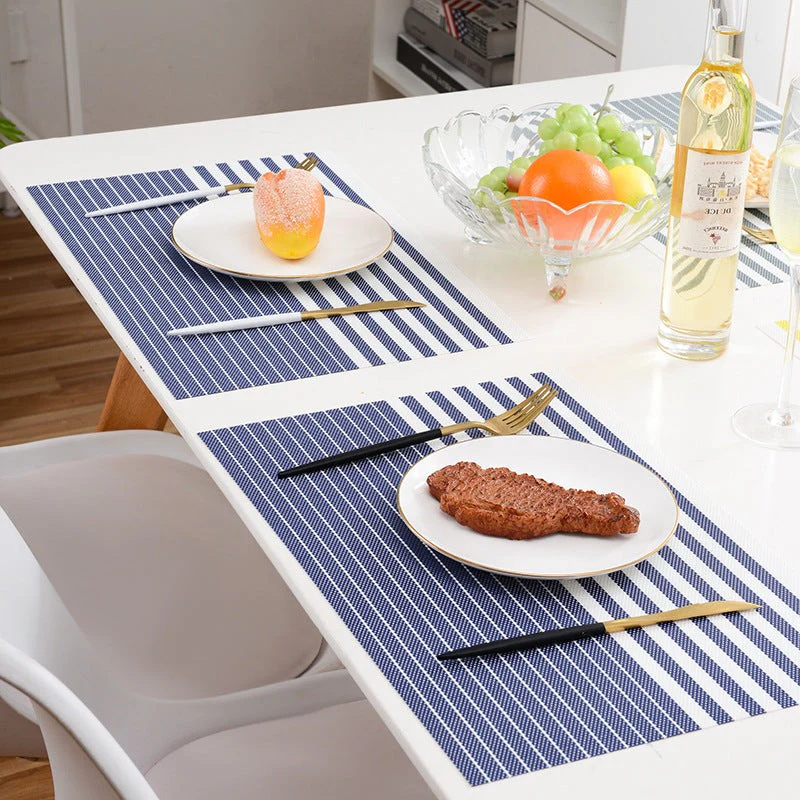PVC Table Place Mats-Blue Lines