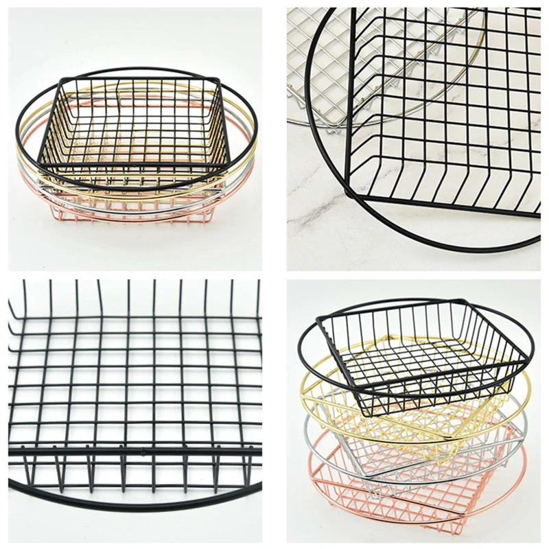 Stainless Steel Top Square Top Round Snack 5650Basket-Black - Image 4