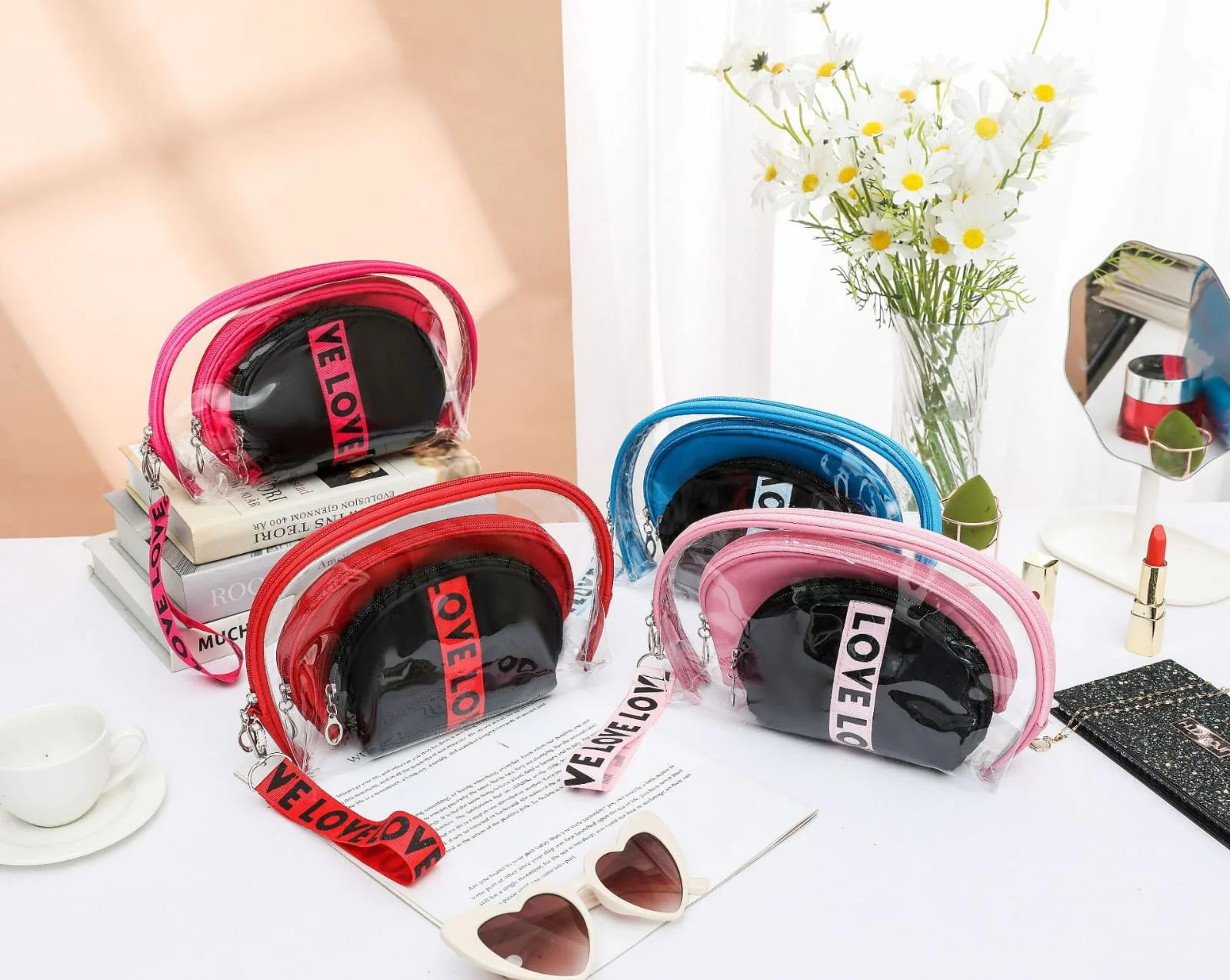 3Pcs Waterproof Portable Makeup Organizer Bag-LOVE(SA2405-113) - Image 7