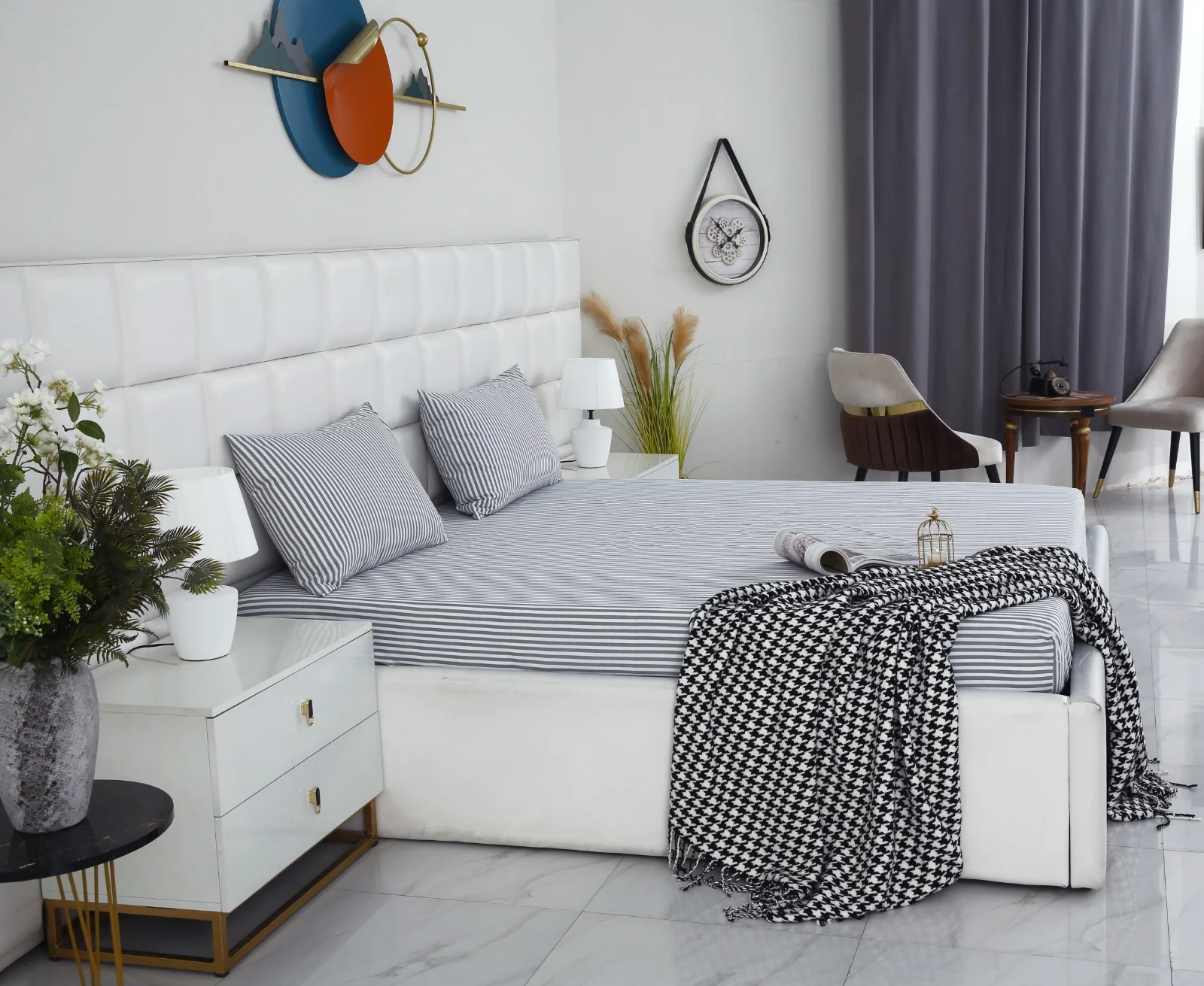 Zipper Mattress Cover Printed-Grey Stripes - Image 6