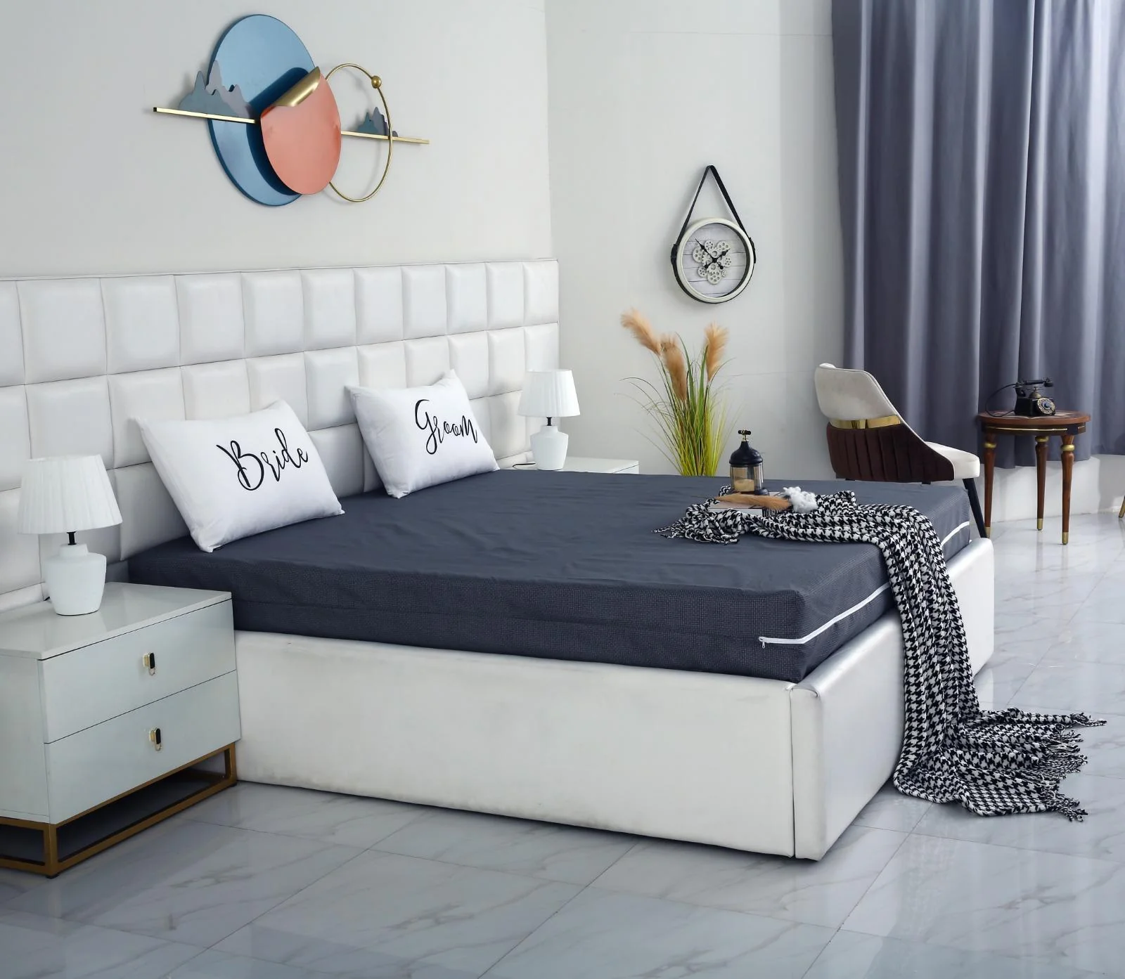 Zipper Mattress Cover Printed-Grey Texture - Image 7