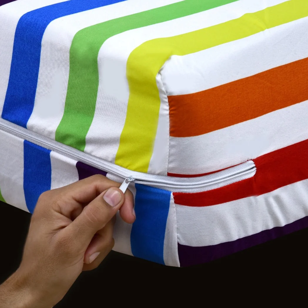 Zipper Mattress Cover Printed-Rainbow Stripes - Image 2